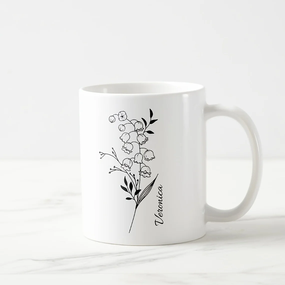 

1pc Lily of the valley pattern mug, machine washable, suitable for everyday use in the living room and dining room.