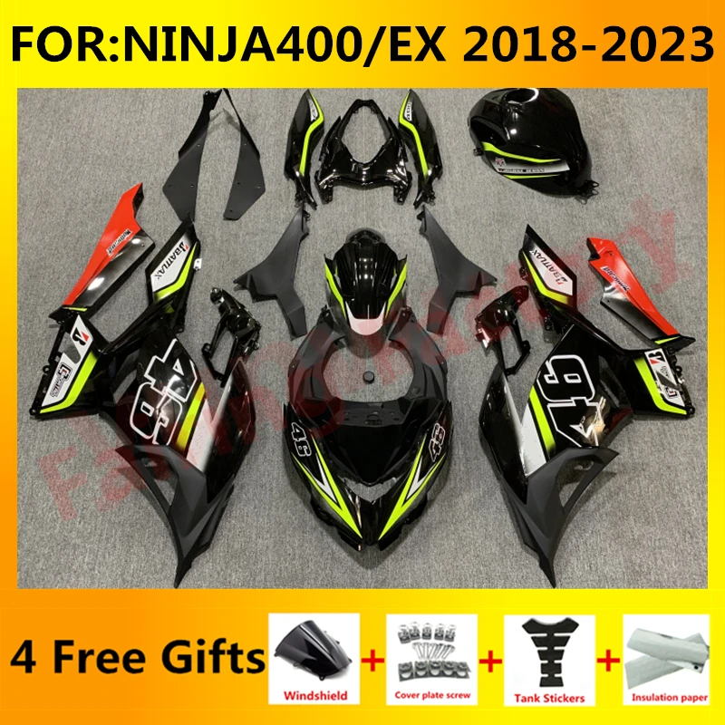 

Новый комплект обтекателей для мотоцикла ABS подходит для Ninja400 EX400 EX Ninja 400 2018 2019 2020 2021 2022 2023 полный комплект обтекателей черный желтый