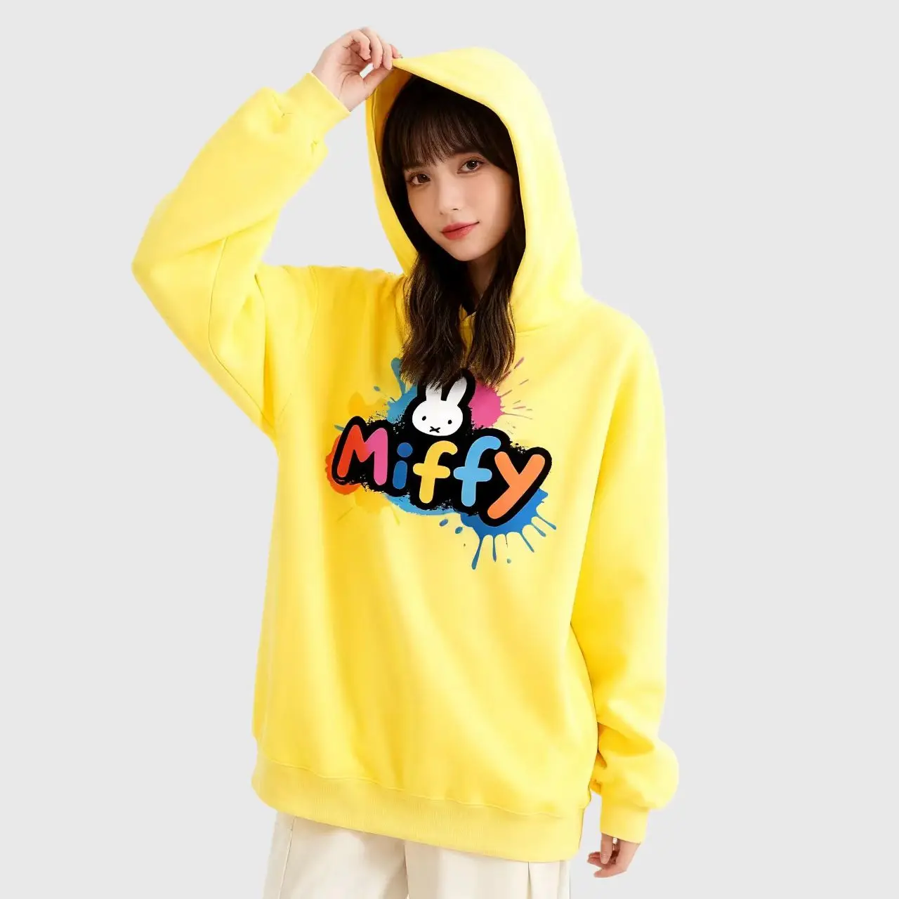 

New Miffy hooded sweatshirt pullover casual and comfortable hoodie kawaii cartoon trendy long sleeved printed sportswear