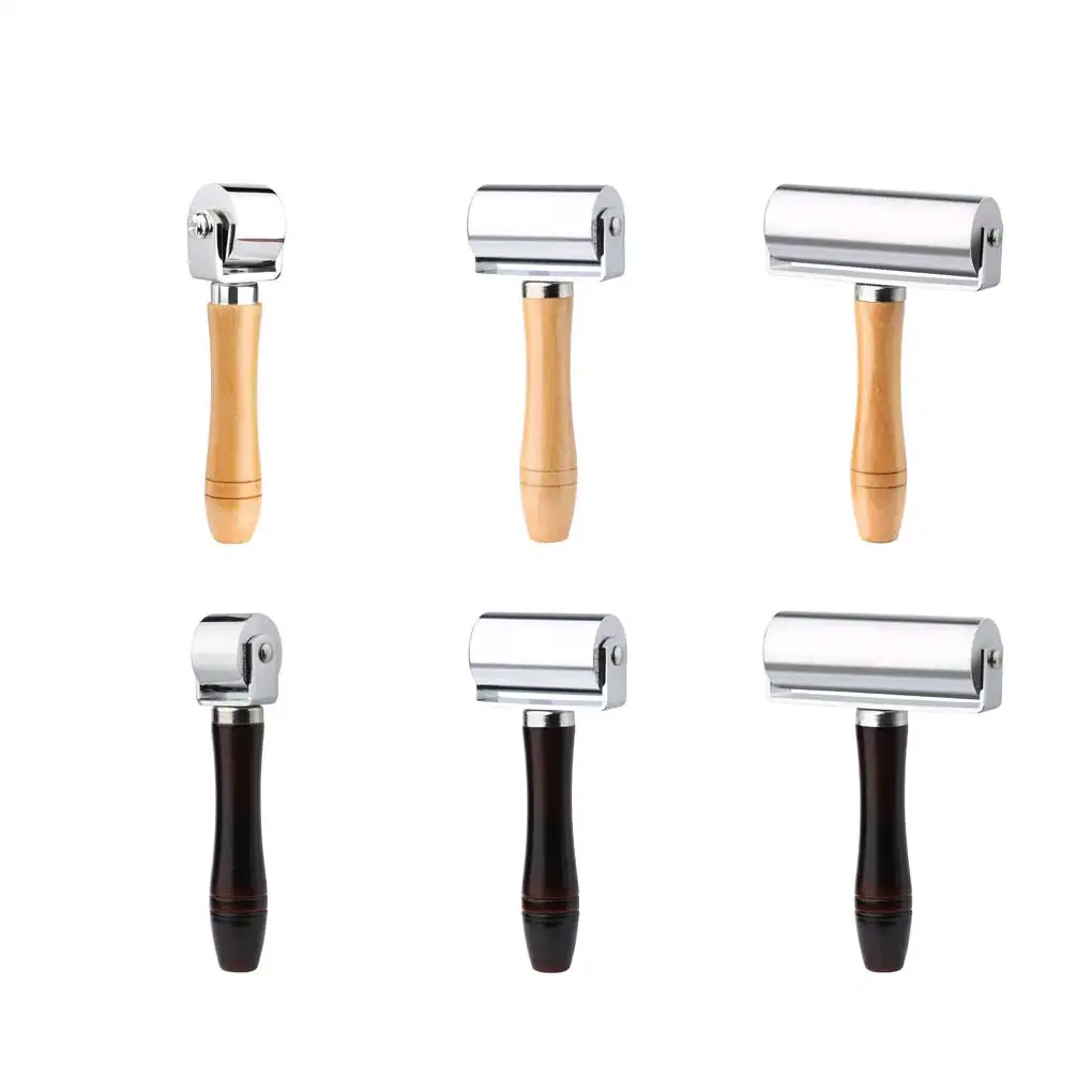 

Wood Stainless Steel Flat Pressure Roller Leather Wheel Bearing Leathercraft Smoother Stamping Device Roll Tools