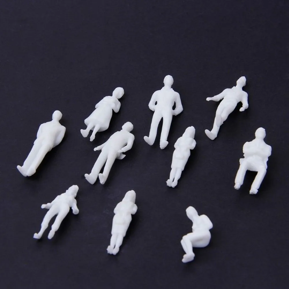 100Pcs Scale Model Miniature White Figures 1:75 Scale Gauge 00 Model Small-scale Railway Unpainted Figures People