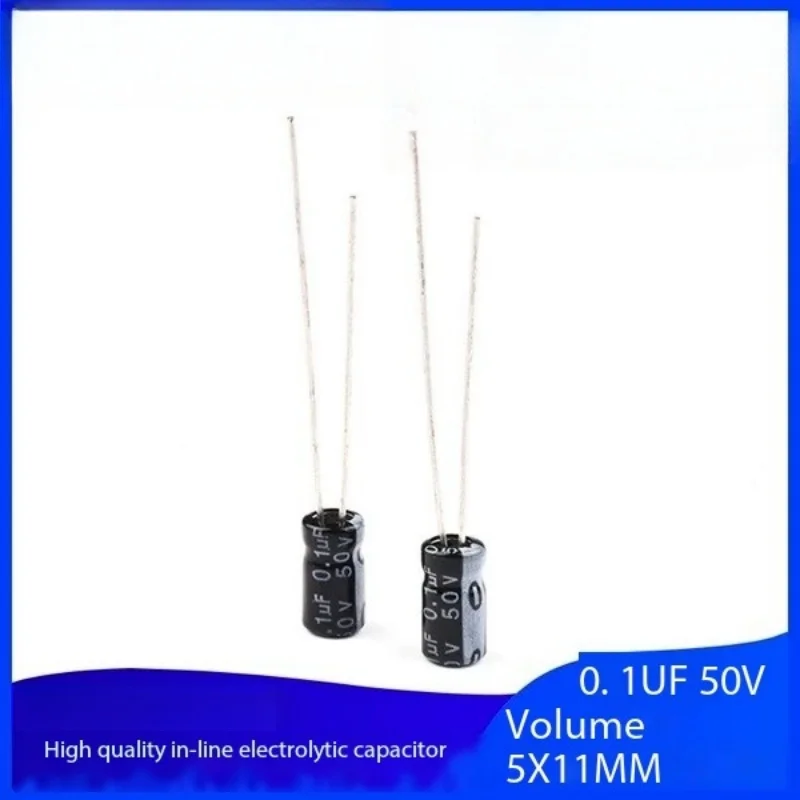 

10PCS HIGH QUALITY ALUMINUM ELECTROLYTIC CAPACITOR 50V 0.1UF IN-LINE VOLUME 5*11MM