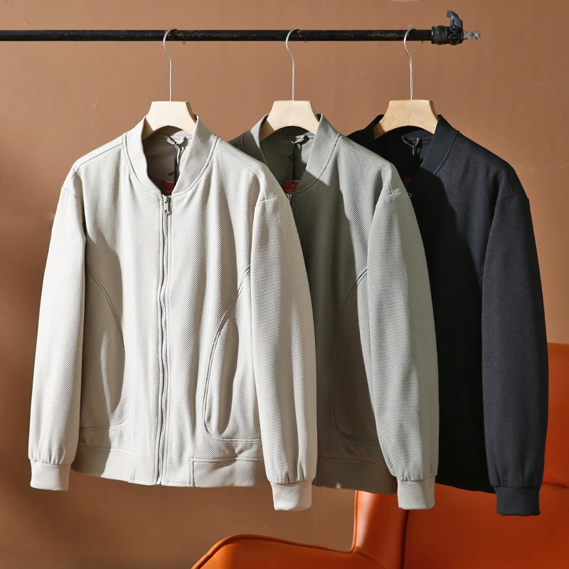 

Quali Men's Baseball Collar Jaet Outerwear Faionable Autumn Polyester Fiber Stand Fit 3D Tailoring Twill Texture Fabric