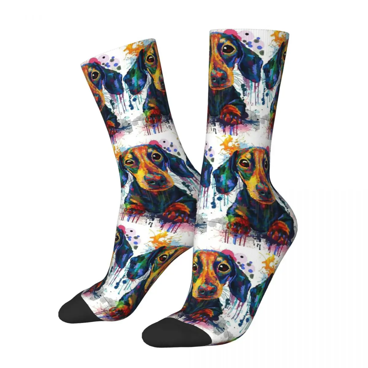 Dachshund Dog Art Socks Harajuku Sweat Absorbing Stockings All Season Long Socks Accessories for Man's Woman's Gifts