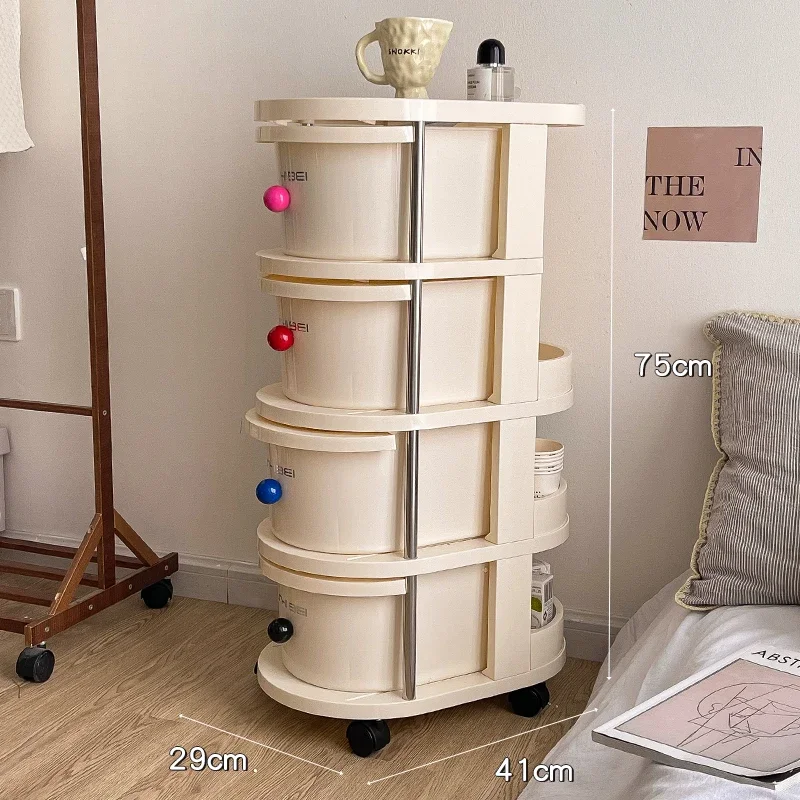 Cream Style Storage Rack Snack Cart Cosmetics Dormitory Bookshelf Bedside Table Movable 가구 Salon Cart 트롤리 Bar Salon Furniture