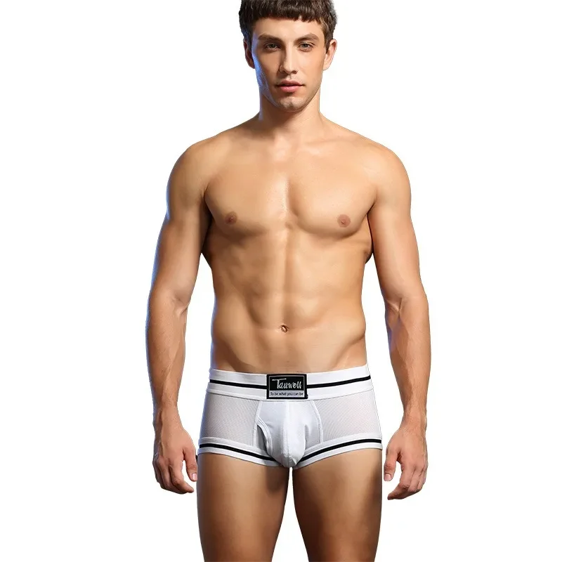New men's boxer underwear wholesale, comfortable and breathable double-layer pocket pants mesh sports underwear XB1202