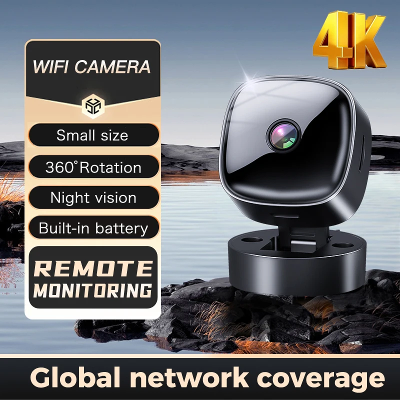 

New Security Monitoring High Definition 4K 360 ° Rotating WiFi Mini Camera No Need for Plug in Night Vision Smart Home