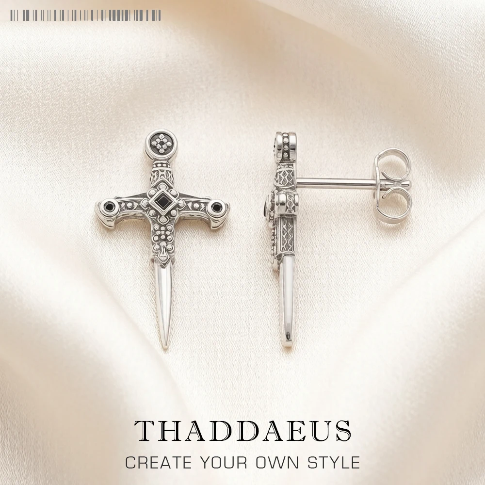 Ohr Studs Schwerter Europa Stil Vintage Fantasie Edlen Schmuck Für Frauen Männer Sommer Mystische Wirkung Geschenk 925 Sterling Silber