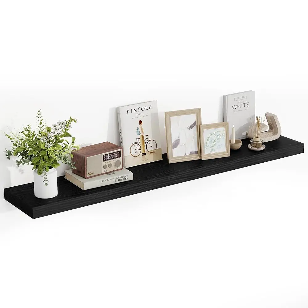 

55 H Floating Shelves, 55""X9.25""X1.5"" H Deep Floating Shelves For Wall, Wooden Shelves For Bathroom, Bedroom, Living Room,