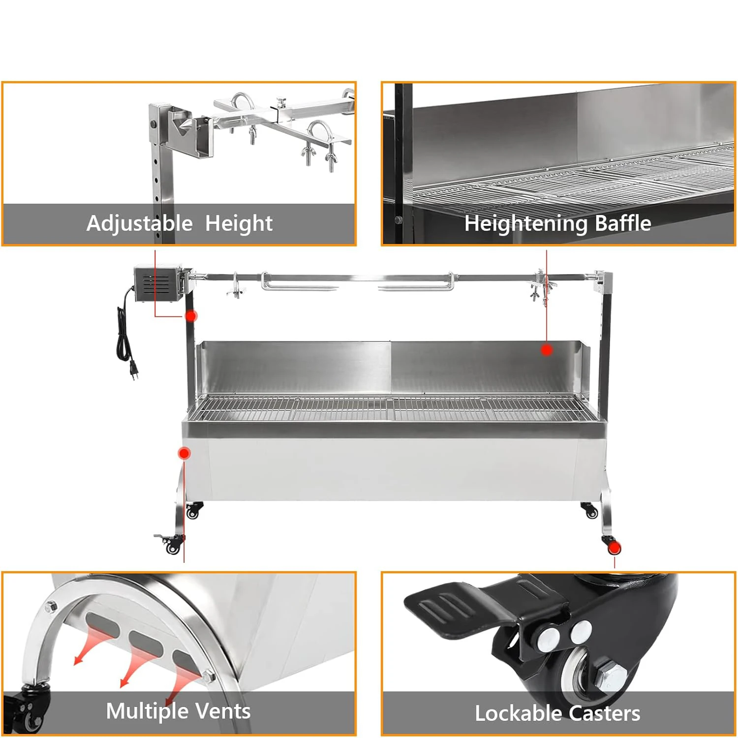 

Commercial Restaurant Stainless Steel BBQ Grill Machine Modern Pig Meat Rotisserie Automatic Charcoal Barbecue Grill for
