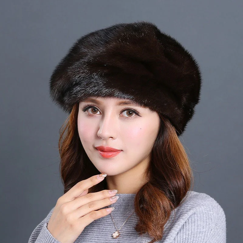 2023 Winter Warm Beret New Women's Natural Mink Design Sense Fisherman's Hat Korean Edition Elegant True Mink Skin Hat