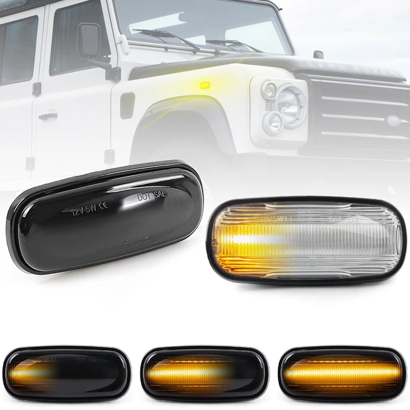 For Land Rover Defender TD5 1998-2015 Freelander 1 2002-2005 Discovery 2 1999-2004 LED Side Marker Lamp Fender Amber Lights