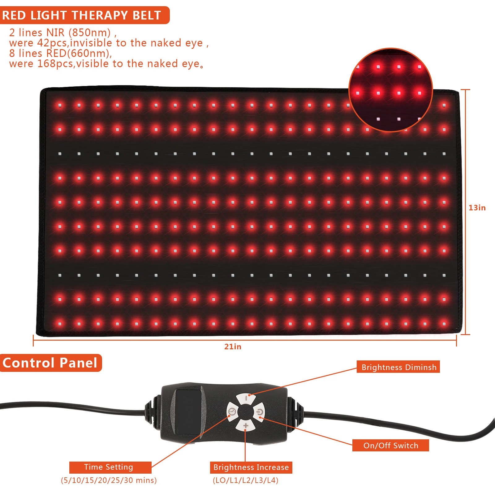 Red light therapy pad  to Back Waist  Pain Relieve Home Spa Red Light Therapy Pad