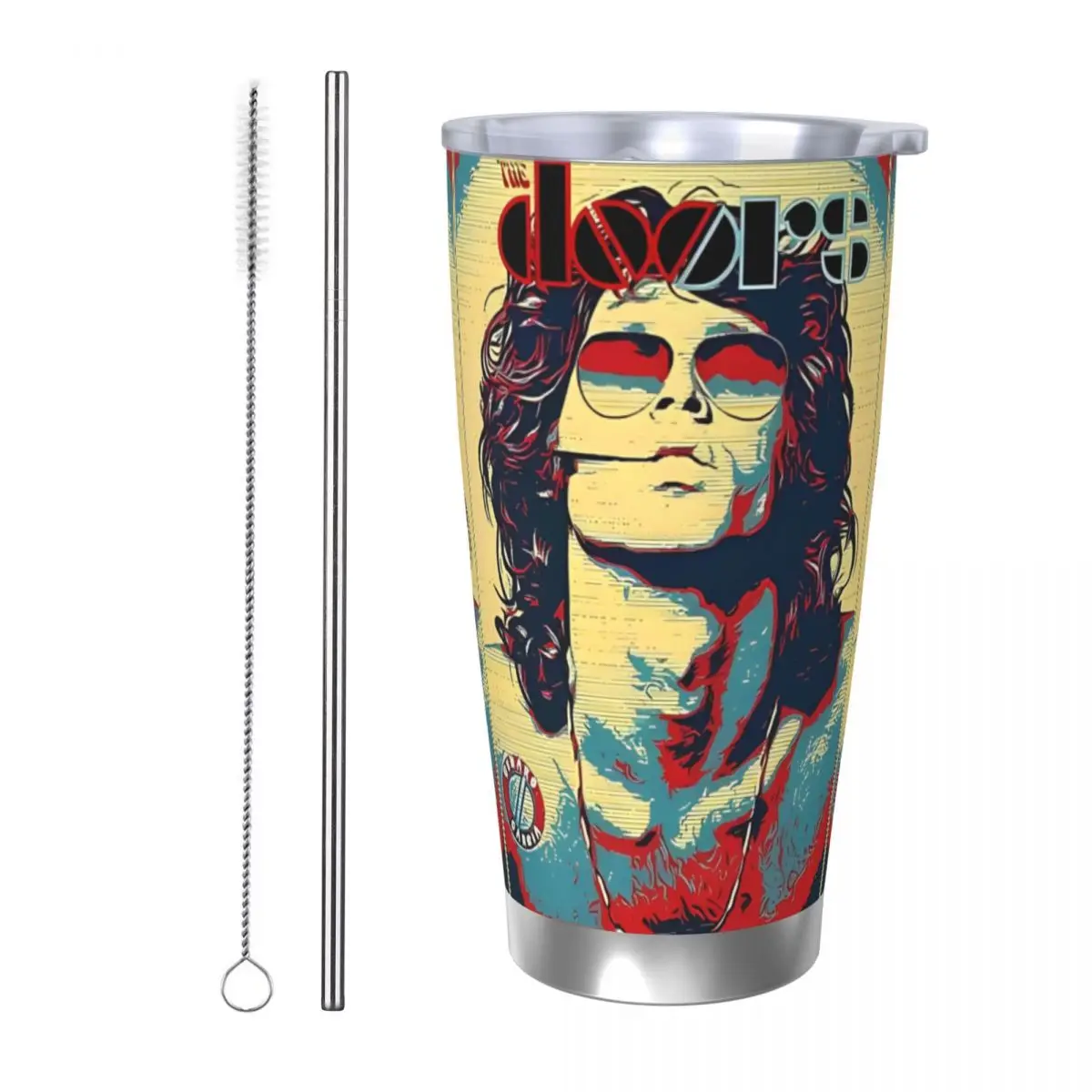 Jim Morrison Tumbler Vacuum Insulated The Doors Gate Rock Band Coffee Cups Vacuum Flask Smoothie Tea Mugs Spill Proof, 20oz