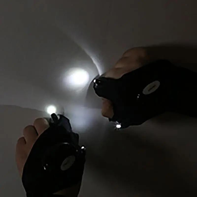 

Night Light Waterproof Fishing Gloves With LED Flashlight Rescue Tools Outdoor Gear Cycling Practical Durable Fingerless Gloves