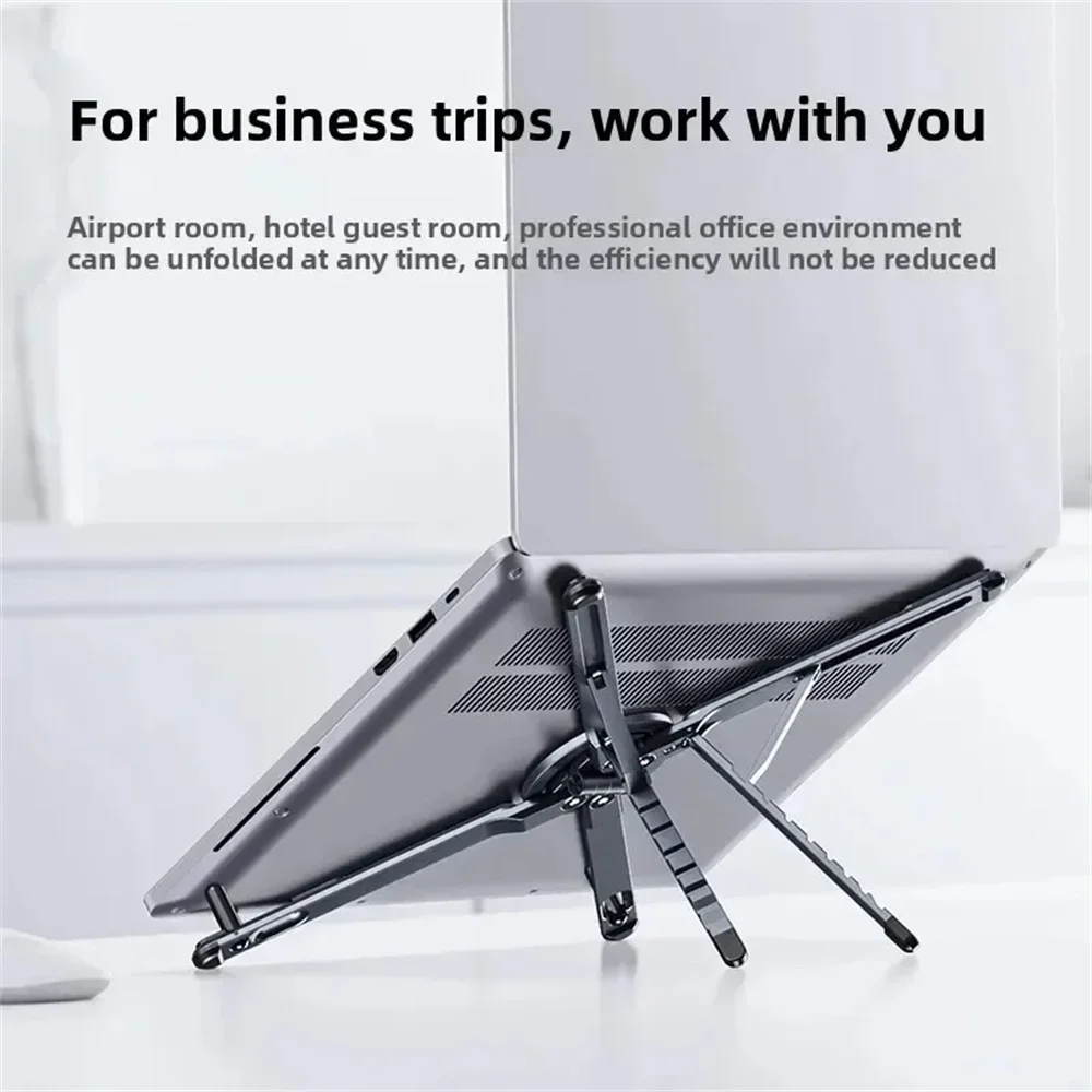 Laptop-Ständer aus Aluminiumlegierung, faltbar, magnetisch, Schreibtisch-Telefonhalter, tragbar, verstellbar, Selfie-Stick-Stativ für Telefon, Tablet, Laptop – Detail 2