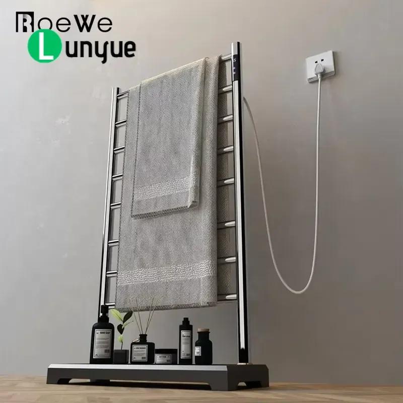 Electric Towel Rack Stainless Steel Smart Heated Towel Warmer with Shelf Independent Heating Bathroom Storage Organizer