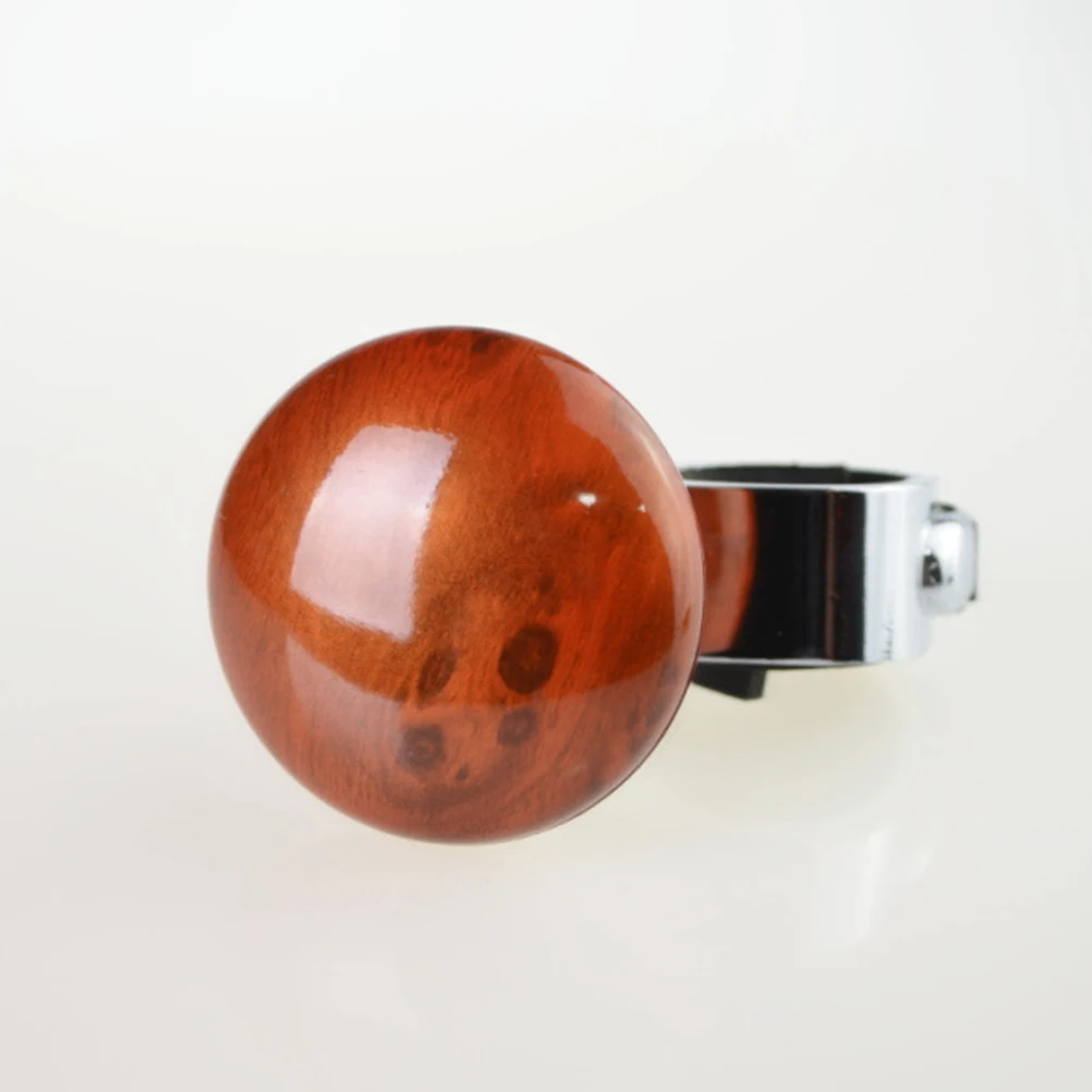 

Metal Steering Wheel Assist Ball Enhanced Torque Power Knob 360° Rotation Easy Install No Tools Rubber Protected Peach Wood