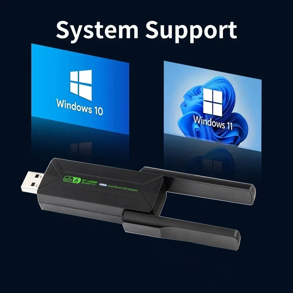 AX900 WiFi 6 USB محول بلوتوث 5.4 2.4G 5G هوائيات WiFi6 USB شبكة استقبال دونغل سائق مجاني