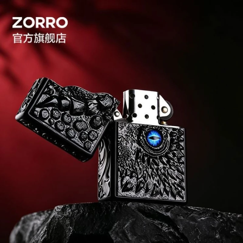 ZORRO Dragon's Eye Embossed Kerosine Lighter, Vintage Grinding Wheel Armor Lighter, High-end Textured Gifts