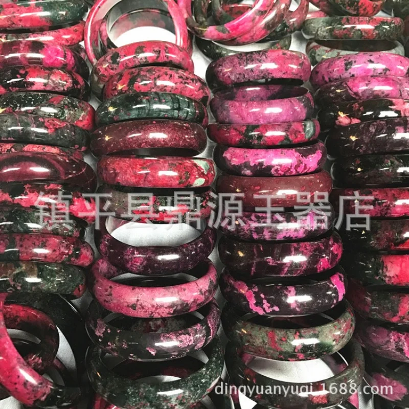 Factory Peach Blossom Jade Bracelet Xiuyan Jade Floating Flower Bracelet Plum Blossom Jade Bracelet Serpentine Jade Bracelet Gif