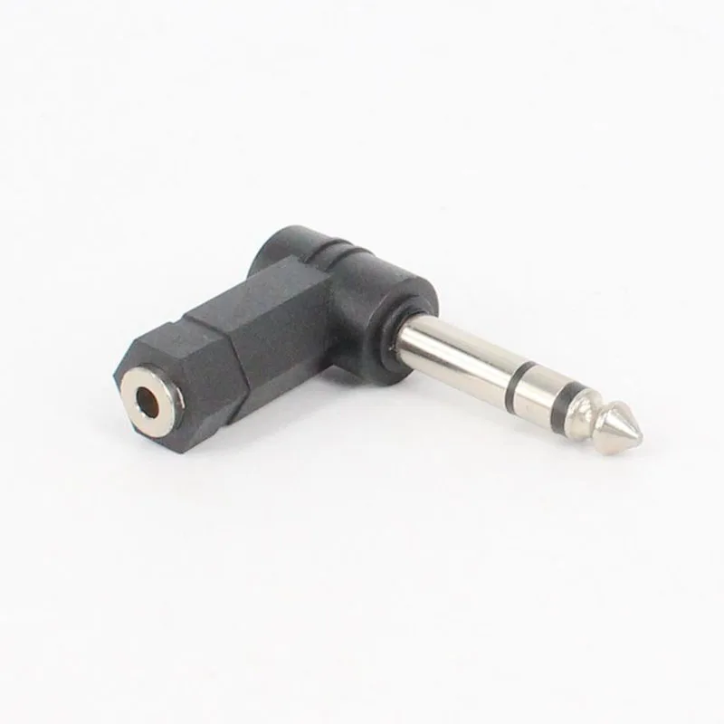 Adaptador de áudio estéreo de 3 pólos 6,5 mm macho to 3,5 mm fêmea cotovelo 90 °   Adaptador de áudio para microfone e fone de ouvido Conversor de alta qualidade F1