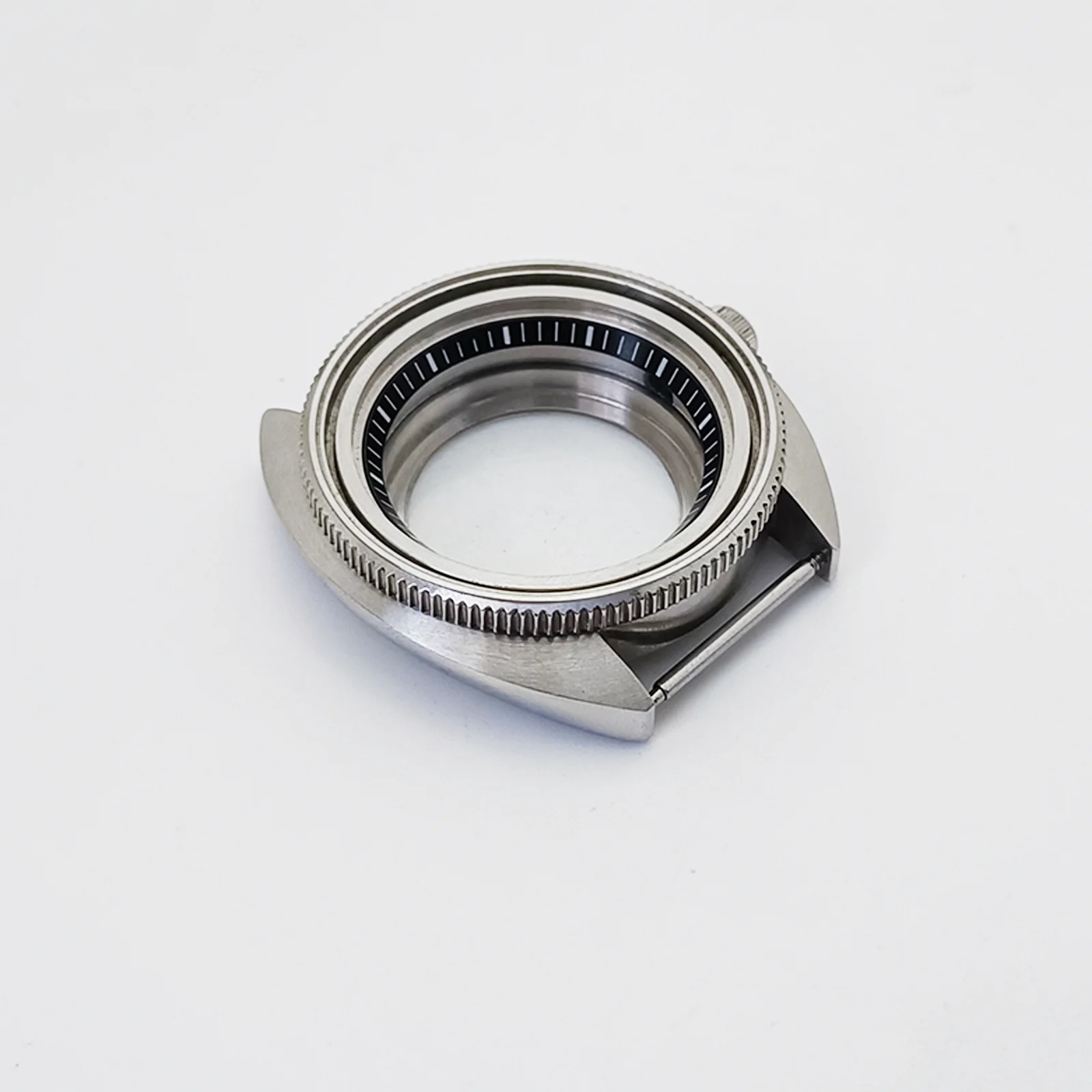 Mod Turtle Case NH35 Case Sapphire Crystal Glass Aluminum Bezel Insert Silver Stainless Steel Watch Case