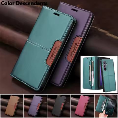 Flip Leather Wallet Mobile Phone Protective Case for Samsung Galaxy S25 Plus S24 FE S23 S22 S21 S20 Ultra A16 A56 Magnetic Cover