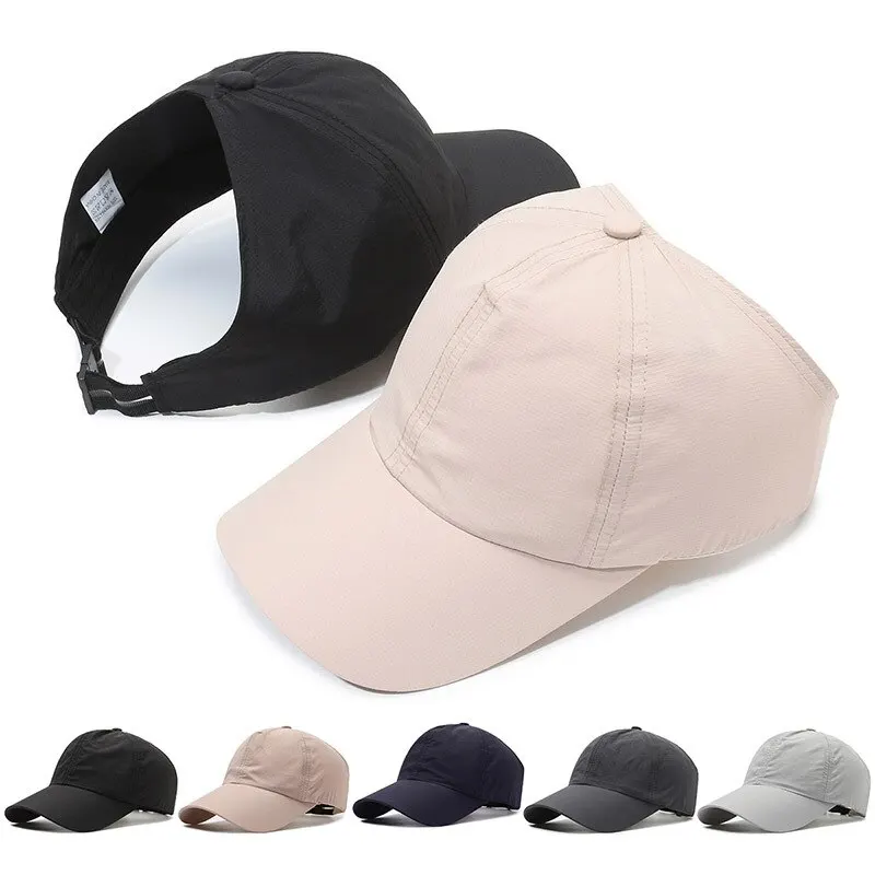 Summer New Ponytail Quick-Drying Sunscreen Hat Fisherman Hat Women Shade Cap Uv Protection Soft Top Hat