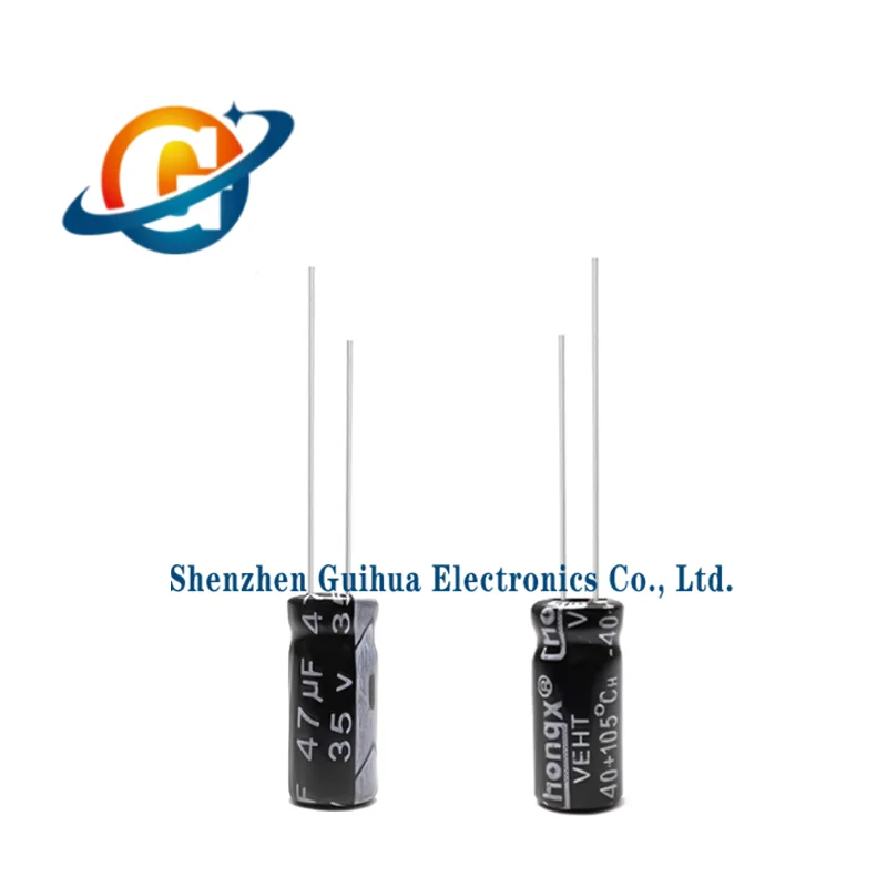 100 pieces of 35V 47μF brand new genuine long-life electrolytic capacitors, dimensions 5x11mm