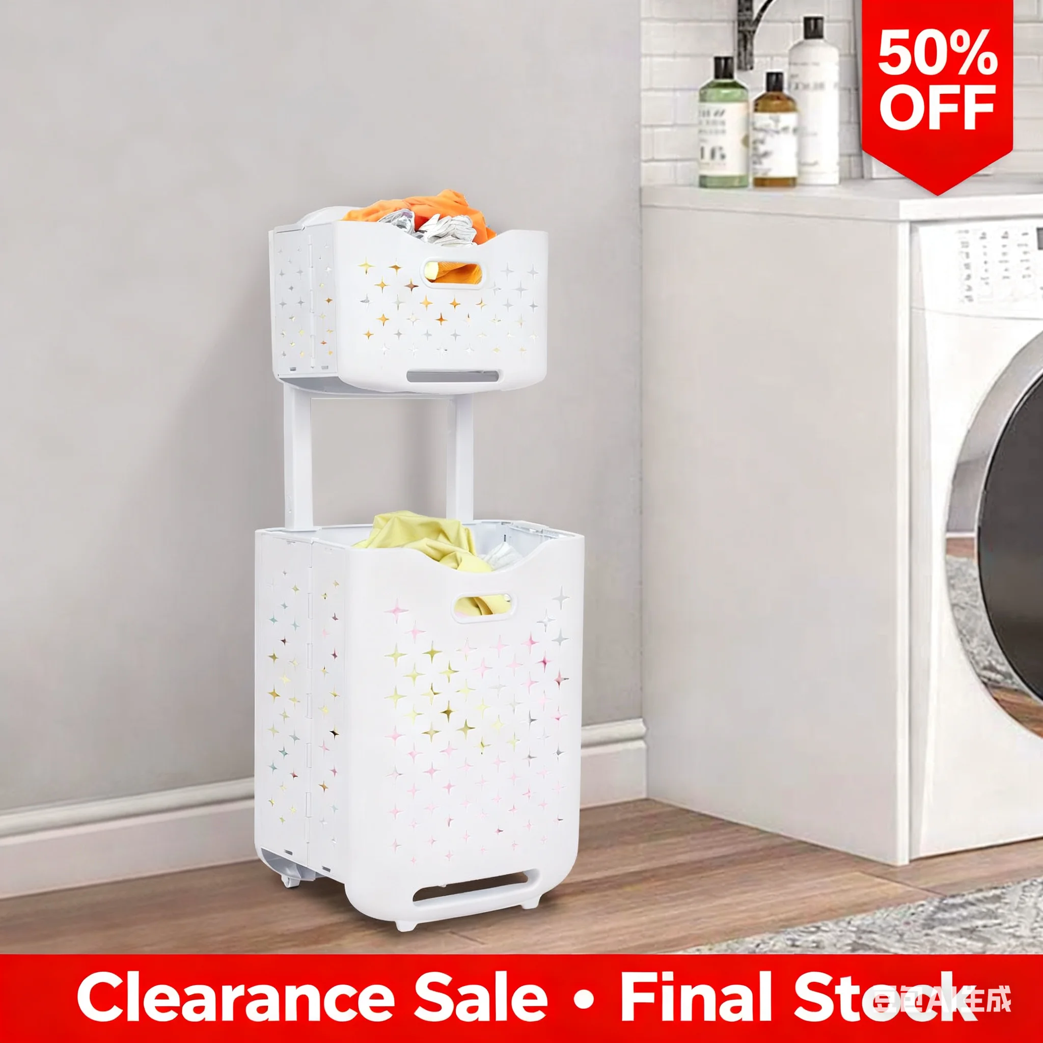 

Корзина для белья, пластиковый складной многоуровневый органайзер для хранения с опцией настенного крепления для ванной комнаты, прачечной