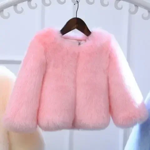 2023 New Autumn and Winter Fox Fur Imitation Girls\' Fur Coat for Children\'s Wear Thickened and Warm Fur Plush Foreign Style Coat