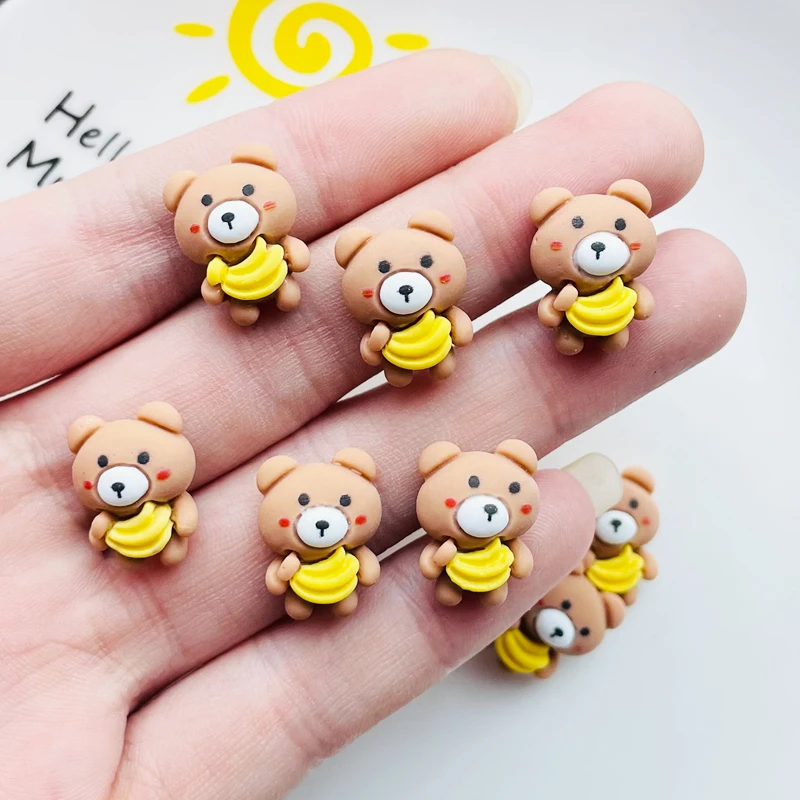 20 Pcs New Lovely Mini Kawaii Cartoon Banana Bear Resin Scrapbook Diy Jewellery Hairpin Accessories Decorate Craft V63