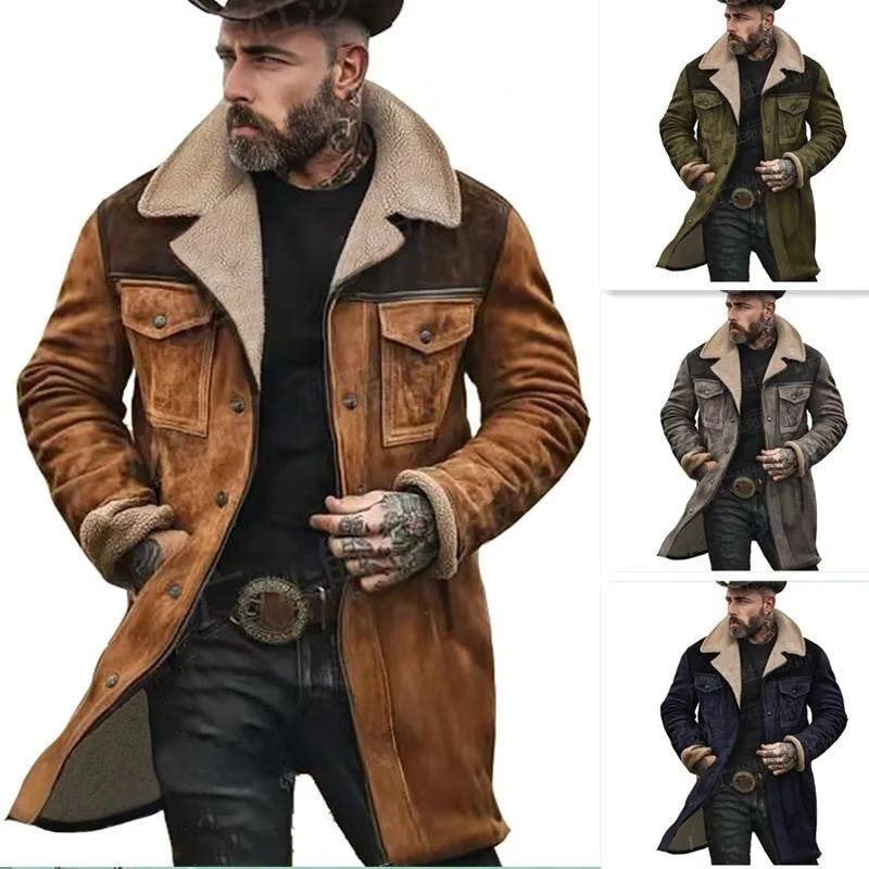 Men's Loose Fit Long Zipper Jacket Multi Pocket Color Block Design Spring Summer Autumn Casual Fashion Outerwear