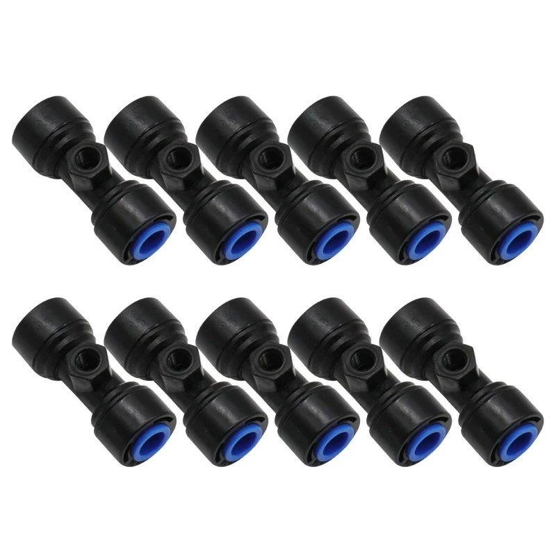 10pcs Black Misting Nozzles Tees for Outdoor Patio Misting System 1/4 Inch Slip Lock Mister Nozzles Connectors