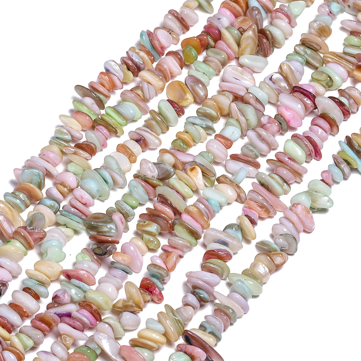 5-8mm Light Colorful Irregular Natural Shell Beads Gravel Mother Of Pearl Beads for Jewelry Making DIY Bracelets Necklace 30''