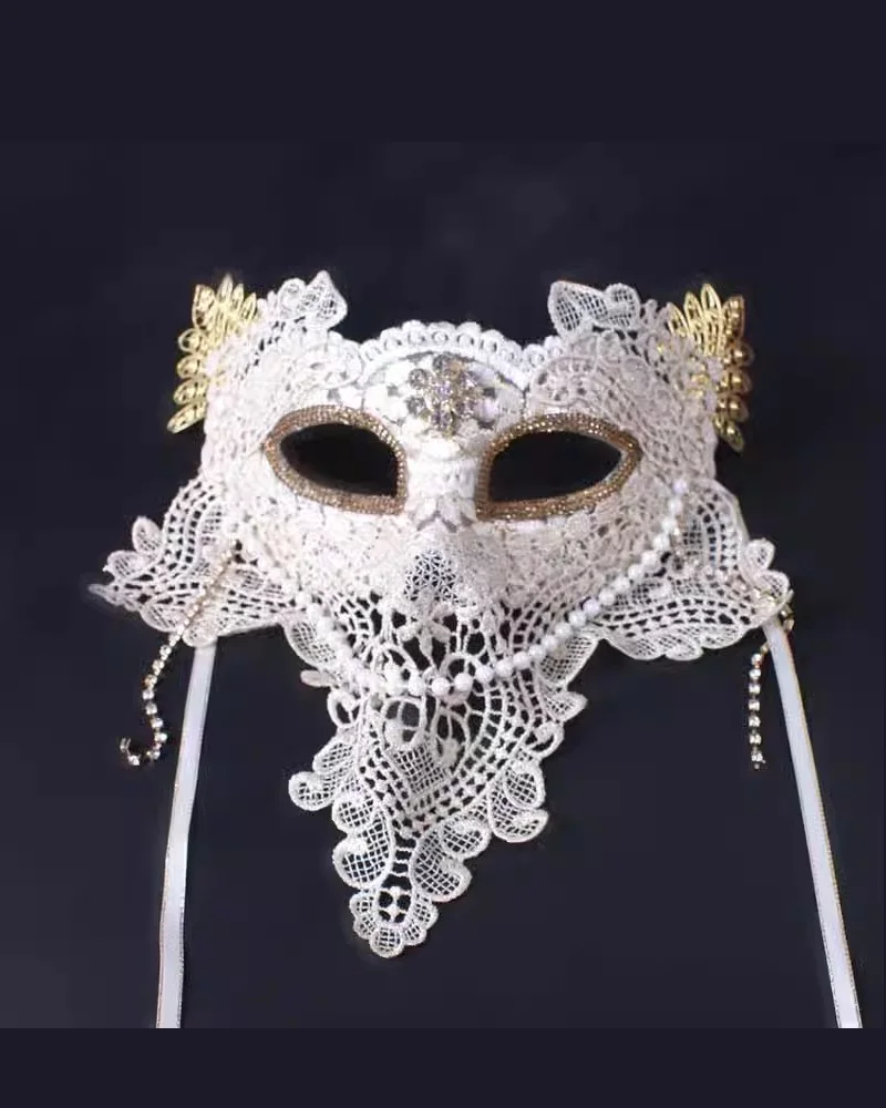 Light Gold Lace Full Face Masks for Adults, Mysterious Party Masks