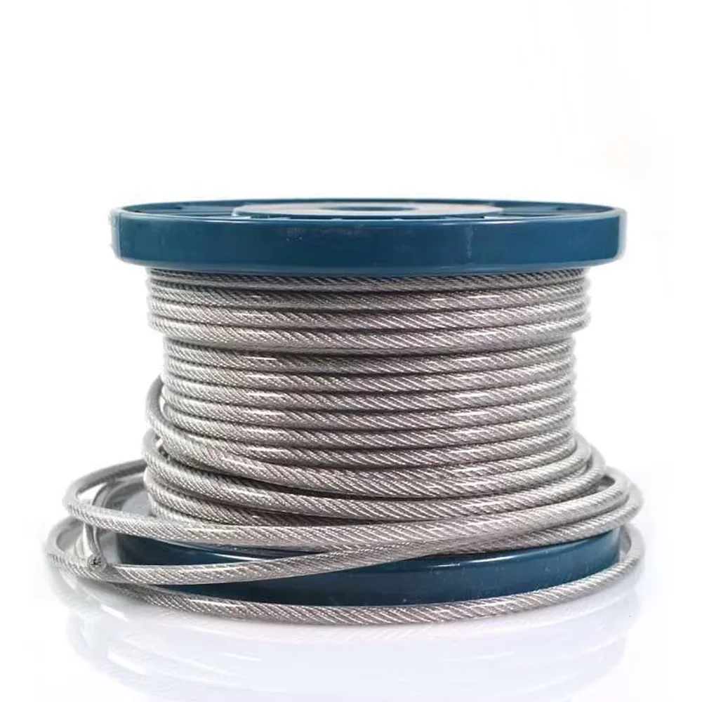 1/10meters Diameter 0.38mm-12mm Steel PVC Coated Flexible Wire Rope Soft Cable Transparent 304 Stainless Steel Clothesline