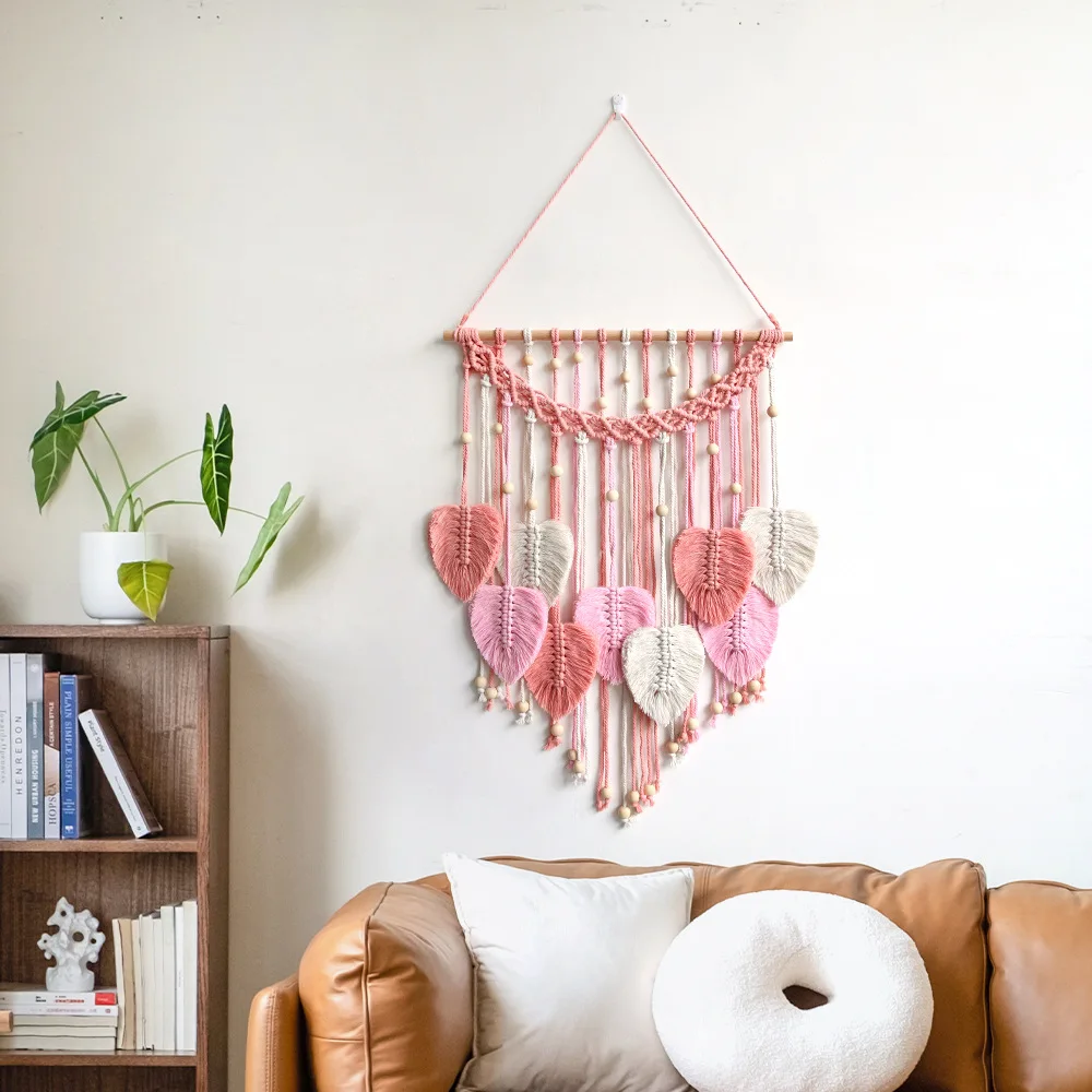 

Boho Woven Leaves Tapestry Handmade Macrame Leaf Wall Hanging,Wall Art for Bedroom Home Decor GIft for Women Girls