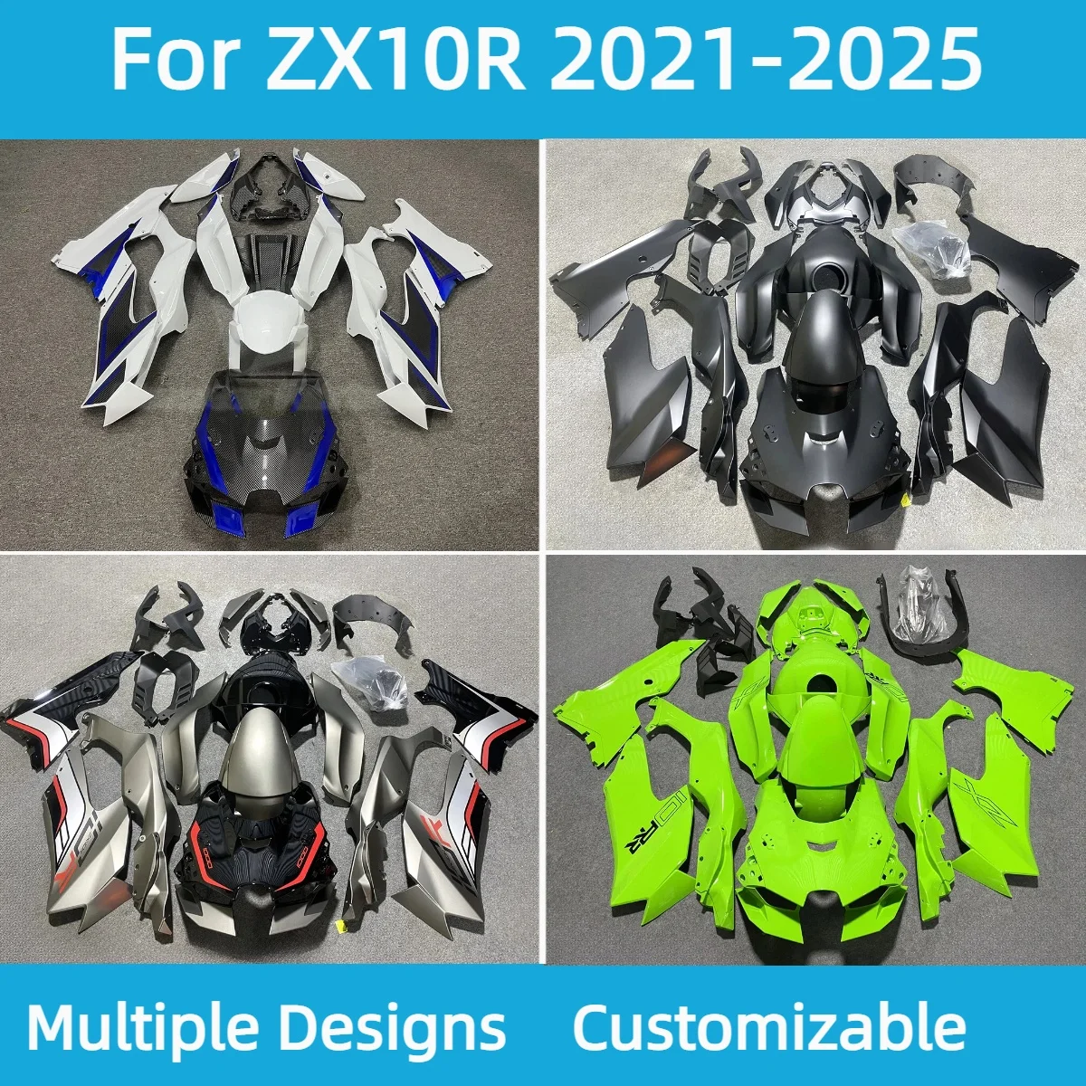 

Комплект обтекателей из АБС-пластика для Kawasaki ZX10R 2021 2022 2023 2024 2025, инъекционные высококачественные обтекатели мотоцикла ZX 10R