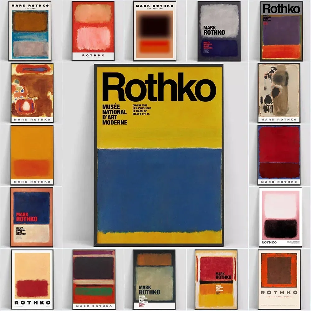 1 pieza de arte de pared moderno escandinavo sin marco, póster de lienzo HD colorido abstracto de Mark Rothko, impresiones decorativas para el hogar, dormitorio, sala de estar