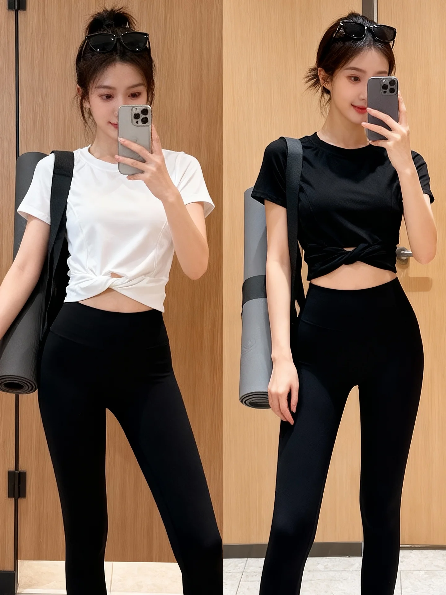 

Новая летняя высококачественная футболка для йоги с перекрестным узлом, повседневная спортивная тонкая футболка для женщин