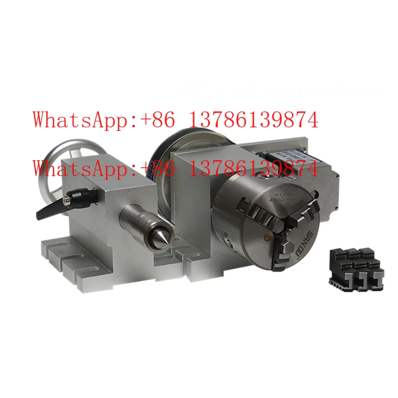 

3-кулачковый патрон 80 мм, 4-я поворотная ось — задняя бабка с полым валом для фрезерного станка с ЧПУ, гравера