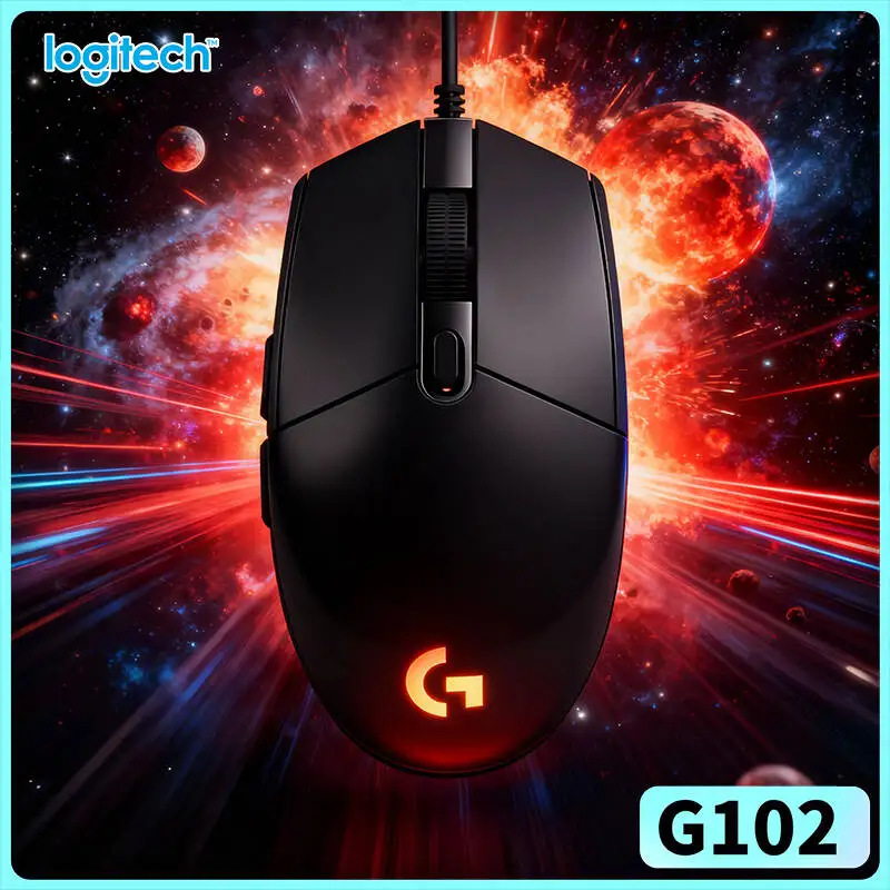 Logitech G102 Prodigy Mouse, HERO Sensor 8000 DPI, 16.8M RGB Colors, 6 Keys, Ergonomic Grip for Gaming & Office Work