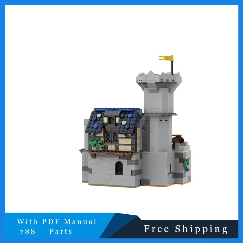788-onderdelen Moc Middeleeuws kasteel Modulair model Bouwstenen DIY-sets Onderwijs Assemblage Bakstenen Speelgoed Kind Kerstverjaardagscadeaus
