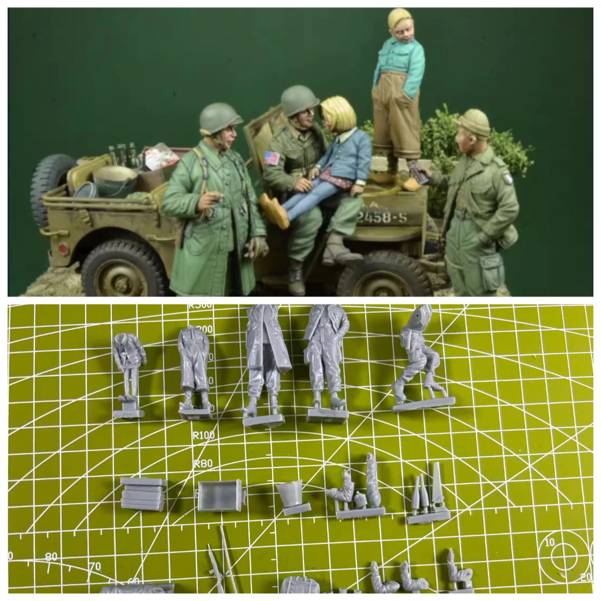 

1: 35 Die Casting Resin Model Assembly Toy American Soldier Scene Layout Characters Unpainted Status