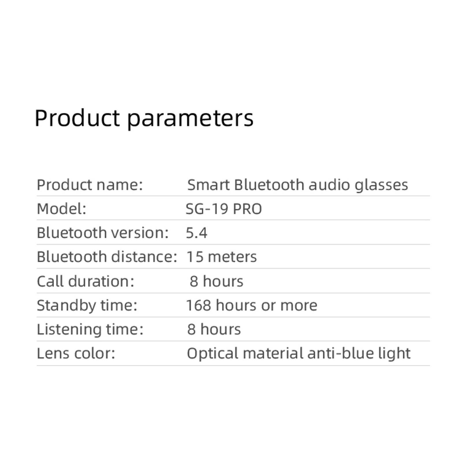 Inteligentne okulary bezprzewodowe - wielofunkcyjne, obsługują połączenia, odtwarzanie muzyki, soczewki HD, sterowanie dotykowe, długi czas pracy na baterii