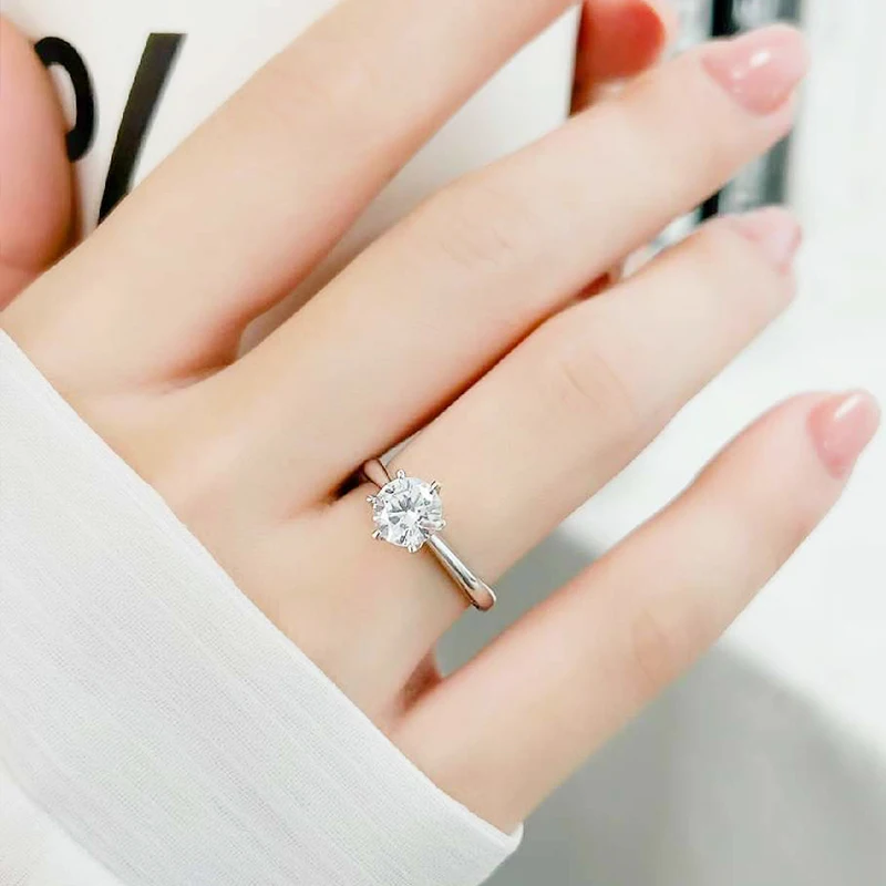 NeeTim 0,5-5ct Moissanit-Ring für Damen, 925er Sterlingsilber mit Weißgold-Beschichtung, funkelnder Verlobungs- und Ehering-Schmuck – Detail 10