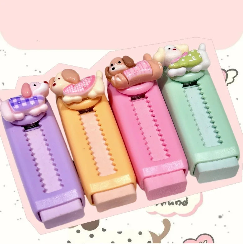 

8 Pcs Sausage Puppy Push-pull Eraser Clean Without Leaving A Mark Cartoon Retractable Replacement Lead Pencil Eraser