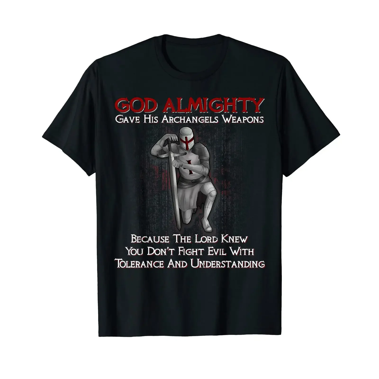 God Almighty Gave His Archangels Weapons Templar T Shirt vintage Washed Top For Everyday Wear Breathable Stylish Slightly Soft